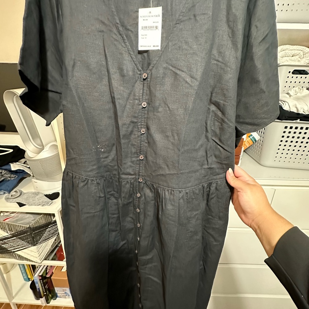 Madewell Alexandra Button Front Linen Blend Minidress - Picture 4 of 5